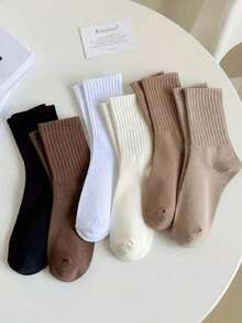 6 Pairs/Set Sports Knee-High Socks, Boat Socks, Autumn Socks - Multicolor - View 10