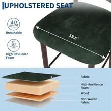WARMTOBABY Upholstered Bar Stools 26 Inch Counter Height With Curved Back And Wood Legs Modern Linen Fabric Kitchen Island Stools With Metal Footrest For Dining Room Bar - Dark Green - View 4
