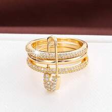 Anillo de moda, diseño multicapa, incrustado con circonita brillante, disponible en varios colores, adecuado para uso diario, accesorio ideal para fiestas - multicolor - Ver 6