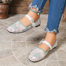 1 Pair Beach Bow Elegant Fashion Vacation Floral Flat Shoes Wedding Party Beach Spring Summer Ballet Shoes - Lime Green - View 6