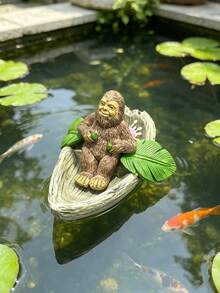 Unique Monkeys Lying On Bananas And Orangutans Rowing Boats To Float Bananas And Small Boats On Them. Mini Pond Monkey And Orangutan Figurines. For Garden Swimming Pool. Pond Fish Tank. Garden Decoration. Outdoor Garden Enthusiast Gift. - A - View 12