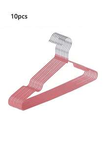 1pack With 1pc/5pcs/10pcs/20pcs Indoor Hangers, Minimalist Metal Clothes Hangers With Non-Slip Grooves, Suitable For Adult Use - Pink - View 8