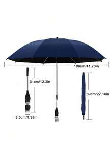 With Clips - Open Diameter Is 106cm. This Is A Clip-Type Sunshade Umbrella Suitable For Camping, Fishing, And Outdoor Chairs - Provides UV Protection - Very Suitable For Beaches, Courtyards, Stadiums, Campers, Fishermen, And Beach Enthusiasts - A - View 9