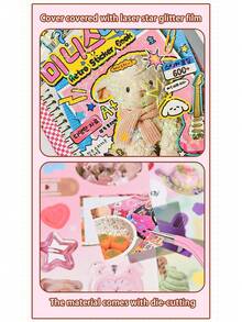600+ Pieces 32 Sheets New American Retro Mini Sticker Book, Laser Cover, Pre-Cut, Scrapbook Collage Card DIY Decoration Sticker Material - Rectangle - View 11
