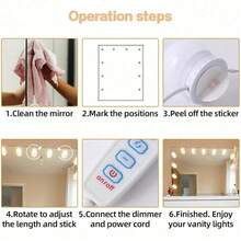 Led Vanity Lights For Mirror, With 10 Dimmable Bulbs, 3 Color Modes Can Be Adjusted Freely, USB, Stick-On Installation, Lady Beauty Makeup Light For Vanity For Makeup Vanity Table & Bathroom Mirror - Spherical - View 6