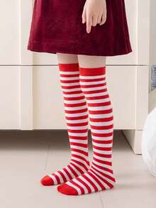 6-12 Years Old Girls Striped Knee High Socks, Children Party Performance Stockings, 1 Pair Fashion Versatile Socks - Multicolor - View 13