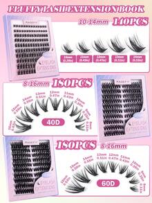 MAANGE 400/900片簇狀自然假睫毛，10D/20D/30D/40D/60D，自然蓬鬆，DIY單根假睫毛，10-14mm混長，纖細仿貂毛3D個人假睫毛，日常旅行化妝工具，接睫毛套組，女性禮物 - CC - 查看 9