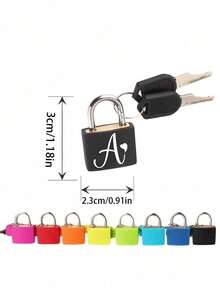 White Heart Letter Pattern Portable Small Luggage Padlock, Padlock With 2 Keys, Black Shell Luggage Lock, Compact And Sturdy, Luggage Lock, Mini Luggage Padlock, Travel Bag Metal Key Lock, Durable, Small Copper Lock With Shell, Backpack, Suitcase, Laptop Bag, Back To School, Graduation Season Gift - Multicolor - View 10