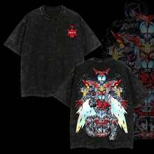 Rider4U Kamen Rider Kabuto Oversized Washed T-Shirt 100% Premium Cotton Classic Fit Sizes S-5XL Men's Clothing Soft T-Shirt Made In USA Premium Clothing Summer Sets - 寶藍色 - 查看 1