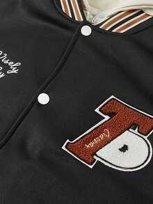 LEGEN DEER Men's Spring/Autumn/Winter Fashionable College Style Baseball Jacket 2 In 1 Hooded Casual Jacket - Black - View 3