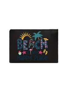 "Beach Is My Happy Place" Tropical Beach Theme Zipper Makeup Bag For Women, Portable Travel Toiletry Bag Organizer For Cosmetics And Toiletries, 6 Colors Available, Portable Organizer Bag, Beach Bag, Travel Bag, Travel Makeup Bag, Summer Vacation Accessory And Back To School Gift, Perfect For Birthday, Thanksgiving - Multicolor - View 17