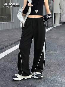 1pc Tween Girl Outdoor Casual Comfortable Chic Stylish Long Pants - Black - View 1