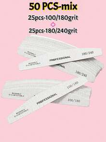 3/5/10/20/50pcs Nail Files, 100/180 Grit Sandpaper, Zebra Pattern Double-Sided Washable Coarse Files, Suitable For Removing Acrylic Nails And Extending Nails, Manicure Care Set, Salon & Home Use - Grey - View 26