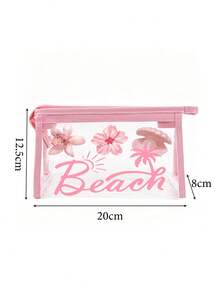 Borsa da spiaggia in PVC impermeabile con stampa "Beach" (con decorazione a conchiglia e stella marina) -- Borsa da toilette in PVC, organizer da viaggio in PVC con cerniera. Borsa da toilette per trucco leggera e resistente allo sbiadimento (unisex), astuccio cosmetico portatile approvato TSA, design facile da pulire. Ideale come regalo borsa trucco per madri, insegnanti, amici, infermieri; organizer da toilette essenziale per vacanze scolastiche, stagione di ritorno a scuola; regalo per la festa della mamma, essenziale per viaggi e estate. - Multicolore - Visualizzare 8