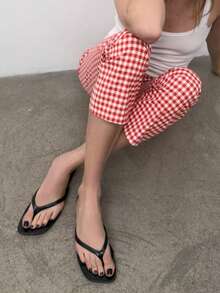 European Export 2025 Summer Minimalist Retro Roman Plus Size Sandals Thick Sole Toe-Post Flip Flops Vacation Beach Slides - Black - View 2