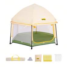 Jovikids Foldable Baby Playpen With Canopy, Pop-Up Tent For Children, Outdoor Use, Large 6-Sided Playpen With Carry Bag For Home, Garden, Beach. 150 X 15 X 105 Cm - A - View 1