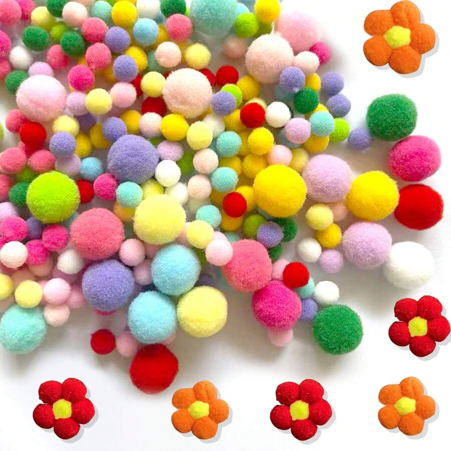 Handmade Pom Poms, 250pcs 1-3cm Mini Pom Poms, Suitable For DIY Crafts, Cheerleading, Children's Art Projects, Multiple Colors, Creative Decoration And Craft Supplies