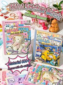 600+ Pieces 32 Sheets New American Retro Mini Sticker Book, Laser Cover, Pre-Cut, Scrapbook Collage Card DIY Decoration Sticker Material - Rectangle - View 3