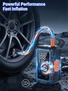 Compresor de Aire & Bomba Infladora 140 PSI Compresor de Aire para Coche, Bomba Infladora de Neumáticos Digital, Bomba Infladora Portátil para Coche Adecuada para Coche Motocicleta Luz LED Bomba de Neumáticos Compresor de Aire & Bomba Infladora, Bomba de Neumáticos 1500mAh - Negro - Ver 3