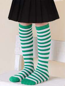 6-12 Years Old Girls Striped Knee High Socks, Children Party Performance Stockings, 1 Pair Fashion Versatile Socks - Multicolor - View 19