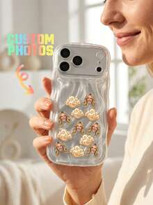 1pc Custom Photo Shake Rattle Phone Case, ABS Plastic Wavy Case & Acrylic Cloud Shape Floating Face Charms, Shakeable Custom Headshot, Perfect Valentine Surprise Gift For Lovers - Multicolor - View 76