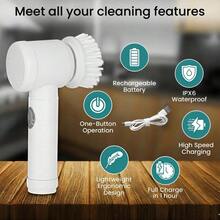 1PC Electric Rotating Brush, Portable Electric Cleaning Brush, USB Charging, Household Items, Suitable For Bathroom/Sink/Window - Kitchen Essentials - White - View 1