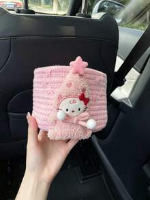 1 pieza Nueva Cesta de Almacenamiento para Coche de Cuerda de Algodón Tejida a Mano con Diseño de Gato Estrella de Dibujos Animados, Organizador de Caja de Reposabrazos para Artículos Varios, Llaves, Tarjetas, Pañuelos, Etc. - multicolor - Ver 3