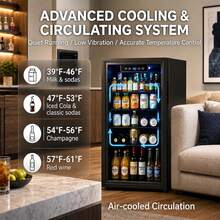 PLENTORA Beverage Refrigerator, 3.3 Cu.Ft Mini Fridge With Glass Door & Air Cooling, And Electronic Temperature Control For Beer, Wine, Soda, Compact Drink Fridge For Home, Office, Bar - US B Type Plug(110-127V) - View 3