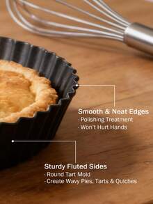 Tart Pan, 2.2 Inch Deep Removable Bottom Quiche Pan, Non-Stick Carbon Steel Pie Pan, Suitable For Tarts, Cakes, Mousse And Quiche - Black - View 11