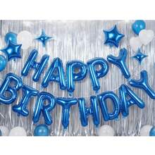 kumozawa 13pcs/Set 16 Inch Rainbow Color "Happy Birthday" Party Balloon (Straws Not Included) - Blue - View 11