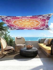 1 buah Kain Pelindung Matahari Cetak Datar 2D Desain Mandala Bohemian, Kain Naungan untuk Berkemah di Luar Ruangan, Kanopi dengan Desain Pola Bunga Geometris Berwarna-warni, Cocok untuk Berbagai Adegan Seperti Taman, Berkemah, Pantai, Tanpa Rangka Penopang - MultiWarna - View 5