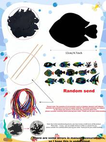 90pcs Ocean Fish Scratch Art Set, Ocean Fish Rainbow Scratch Art Card Set (Includes Scratch Pen And Ribbon), Scratch Art Cards - Perfect For Birthday Party Gifts And School Project DIY Craft Activities (Randomly Shipped Different Patterns) - Marine Animal Alien Scratch Art - View 3