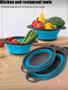 2pcs/1pc Large/Small Foldable Colander Basket, Vegetable Basket, Small, Foldable Storage, Space-Saving, Mini Household Tool, Quick Deployment. Suitable For Washing Vegetables, Fruits, Food, Kitchen Utensils. - Multicolor - View 2