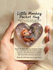 Punch Heart-Shaped Pocket Hug - Little Monkey Heart Pocket Card - A - View 2