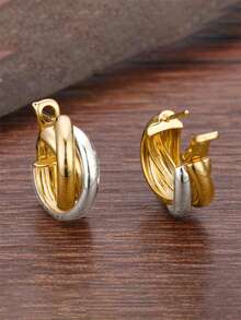 1 par de pendientes de aro de moda para mujeres, adecuados para fiestas, compromisos, aniversarios, regalos del Día de San Valentín - 1# - View 5