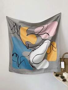 1 Pc Simple Color Block Printed Silk Scarf Twill Scarf Versatile Large Square Scarf Sunshade Shawl Headscarf Women Hijab Lightweight Shawls Gift - Multicolor - View 15