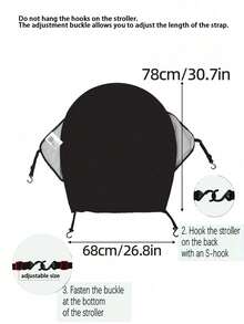 1pc Large Size High Landscape Baby Stroller Sunshade Accessories, UV Resistant Sunshade Cover, Two-Way Car Light Blocking Universal (Non-Waterproof) - Black - View 4
