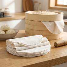 10PCS Thickened Cotton Steamer Cloth, 26CM Round Encrypted Non-Stick Steaming Pad, Durable Kitchen Steaming Mat For Household Bun Rice Bread Dumpling Steaming, Reusable Kitchen Cooking Accessories - View 4