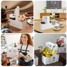 10/15pcs Handheld Window Floral & Beverage Gift Box, Thickened White Cardboard Sturdy & Shaped, Easy Assembly Foldable Storage, Window Design Suitable For Fresh Flower & Beverage Combination Packaging, Birthday & Anniversary Gift Atmosphere - Multicolor - View 8