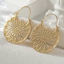 Gmzalx 1 Pair Fashion Copper Hoop Earrings, Classic Round Earrings For Women, Exquisite Accessory For Daily Casual And Party, Perfect Holiday Gift - Gold - View 4