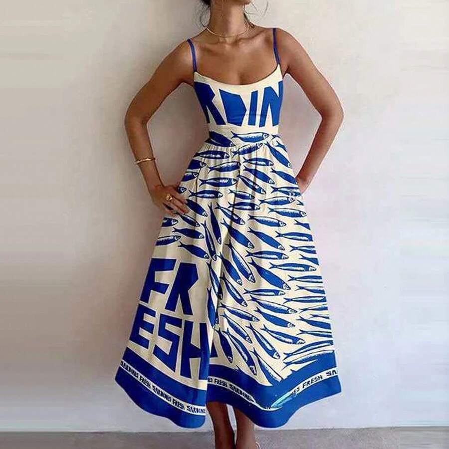 Timeless Draped Maxi Dress - Refined Silhouette & Flowy Texture - Blue Fish - View 1