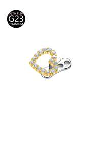1pc G23 Titanium Gold Flower Heart Moon Spider Butterfly Cross Pentagram Zirconia Inlaid Stud, Suitable For Daily Wear - Gold - View 14