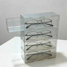 4-lagige Acryl Brillen Aufbewahrungsbox Tisch Mode Brillen Displaykasten Staubdicht Schreibwaren Schubladen-Stil Organizer für Brillen und Brillengläser - Transparent - Übersicht 14