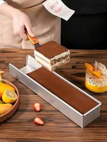 1pc Premium 304 Stainless Steel Tiramisu Baking Pan, Cheesecake Mold, For Making Perfect Mousse Cake, Detachable Clasp And Baffle, Essential Baking Tool For Kitchen - Silver - View 5