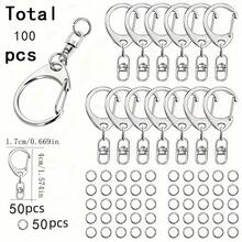 10/30/50/100pcs Keychain Making Kit, Includes Keychains And Jump Rings, For DIY Bags, Phones, Pets, Keychain Crafts (Includes 5/10/25/50pcs Small C-Clips And 5/10/25/50pcs Closed Rings) - Multicolor - View 14