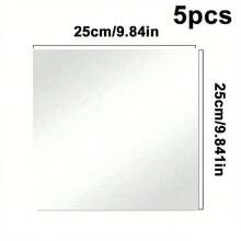 Flexible Self Adhesive Acrylic Mirror Wall Stickers 5Pcs Square Cuttable Non Glass Reflective Thickened Removable No Residue Easy Install Renter Friendly Personalized DIY Home Decor Wedding Table Bedroom Kitchen Dorm Graduation Housewarming - Silver - View 16