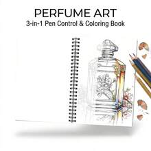 A5 Perfume Art 3合1素描、描摹與著色書，30頁黑色螺旋裝訂成人壓力緩解活動書 - 1Pc - 查看 5