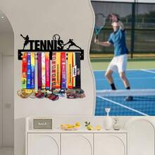 1PC Tennis Gold Silver Bronze Medal Display Rack, Metal Wall Decor Storage Shelf, Suitable For Sports Awards, Weather-Resistant Display For Collectibles, Perfect For Sports Enthusiasts And Athletes, Indoor And Outdoor Use, Ideal Gift For Sports Fans And Champions - Black - View 5