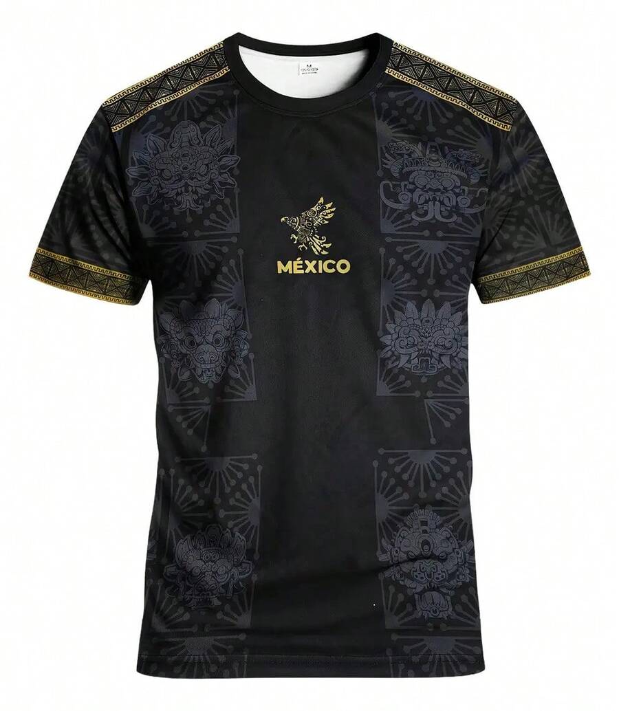 Retro Mexican Soccer Jersey With 3D Print - White - View 1