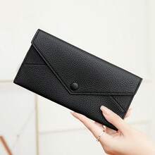 Fashionable New Women's Snap Button Long Slim Clutch Wallet, Minimalist Multi-Slot Soft Leather Card Holder - Multicolor - View 1
